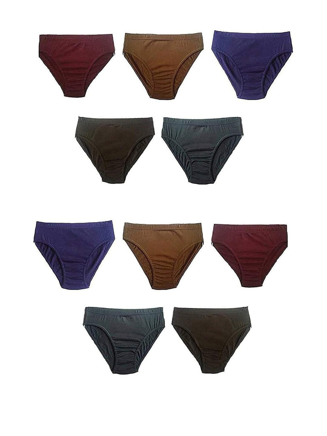 D1 DIFFERENT ONE Women Set of 10  Solid Hipster Panties
