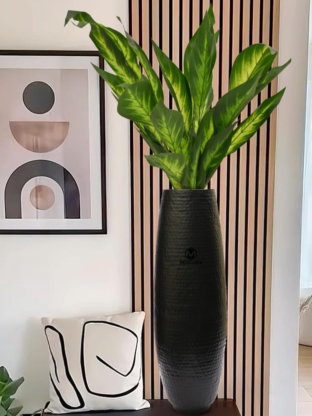 Metallicon Black Hammered Metal Floor Vase