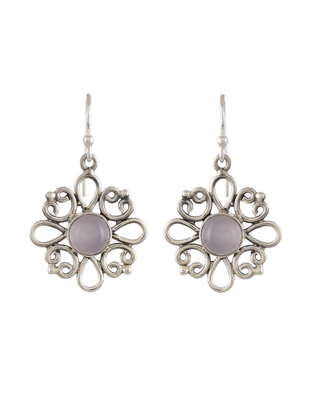 Silver Planets Women Pink Earrings