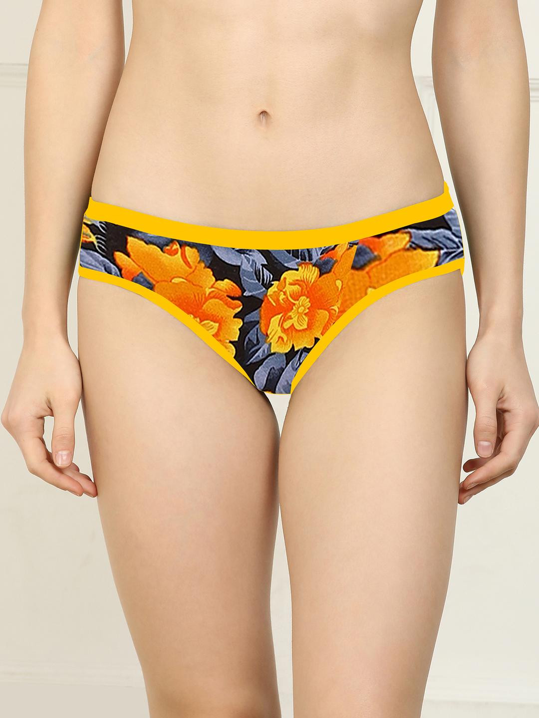 New stylish Yellow Cotton Hipster Multicolor Panties Pack of 1