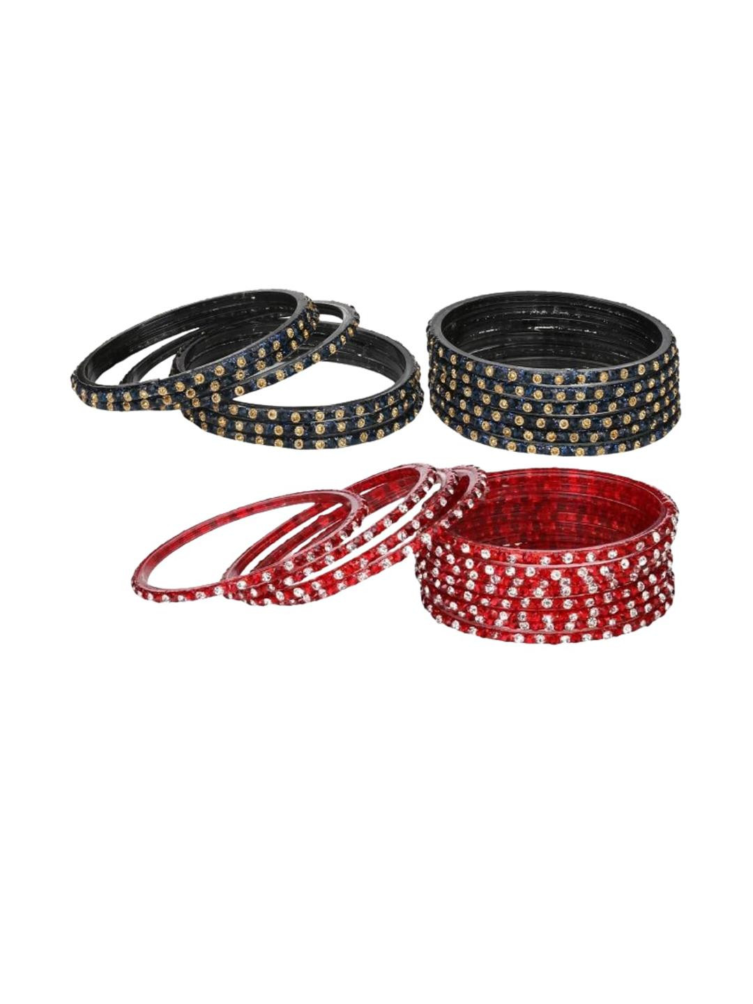 SOMIL Women Set Of 24 Black Alloy Bangles