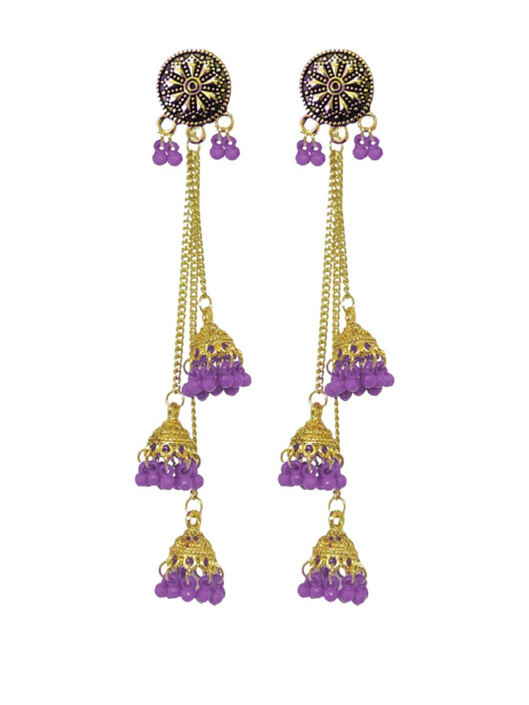 Weariton Women Purple Long Jhumkas Earrings