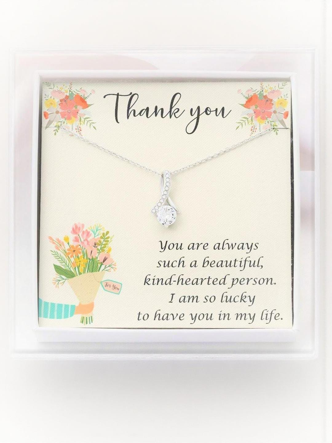 Silver Gift Wife Necklace, Thank You To Loved Ones Thank You Necklace With Gift Box For Birthday Ch