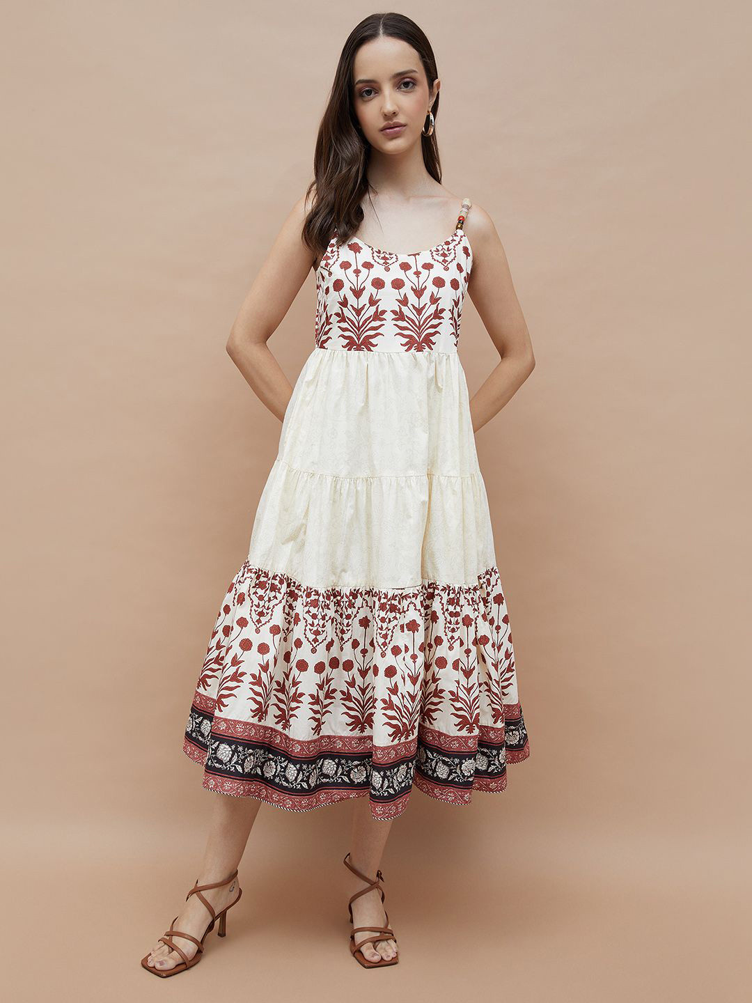 Colour Me by Melange Women Ethnic Motif Printed Sleeveless Cotton Maxi Dress