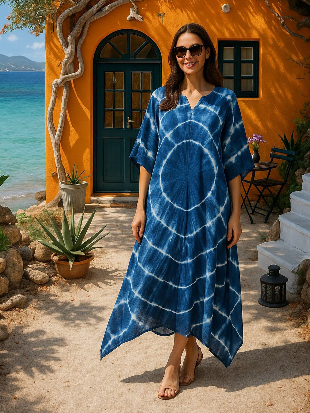 Maaesa Women Geometric Printed Daily Kaftan Kurta