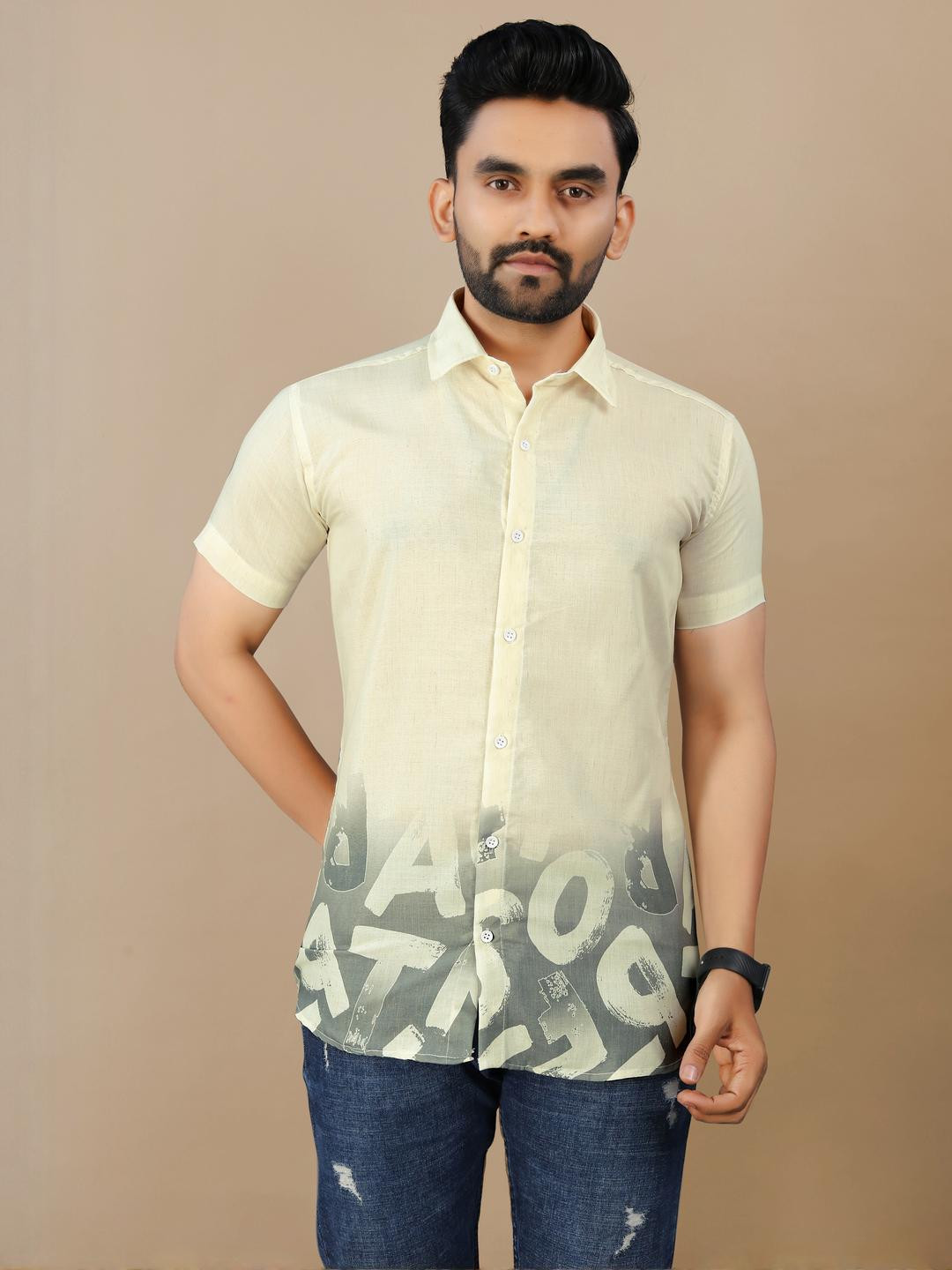 VS MALL Self Design Regular Fit Shirt
