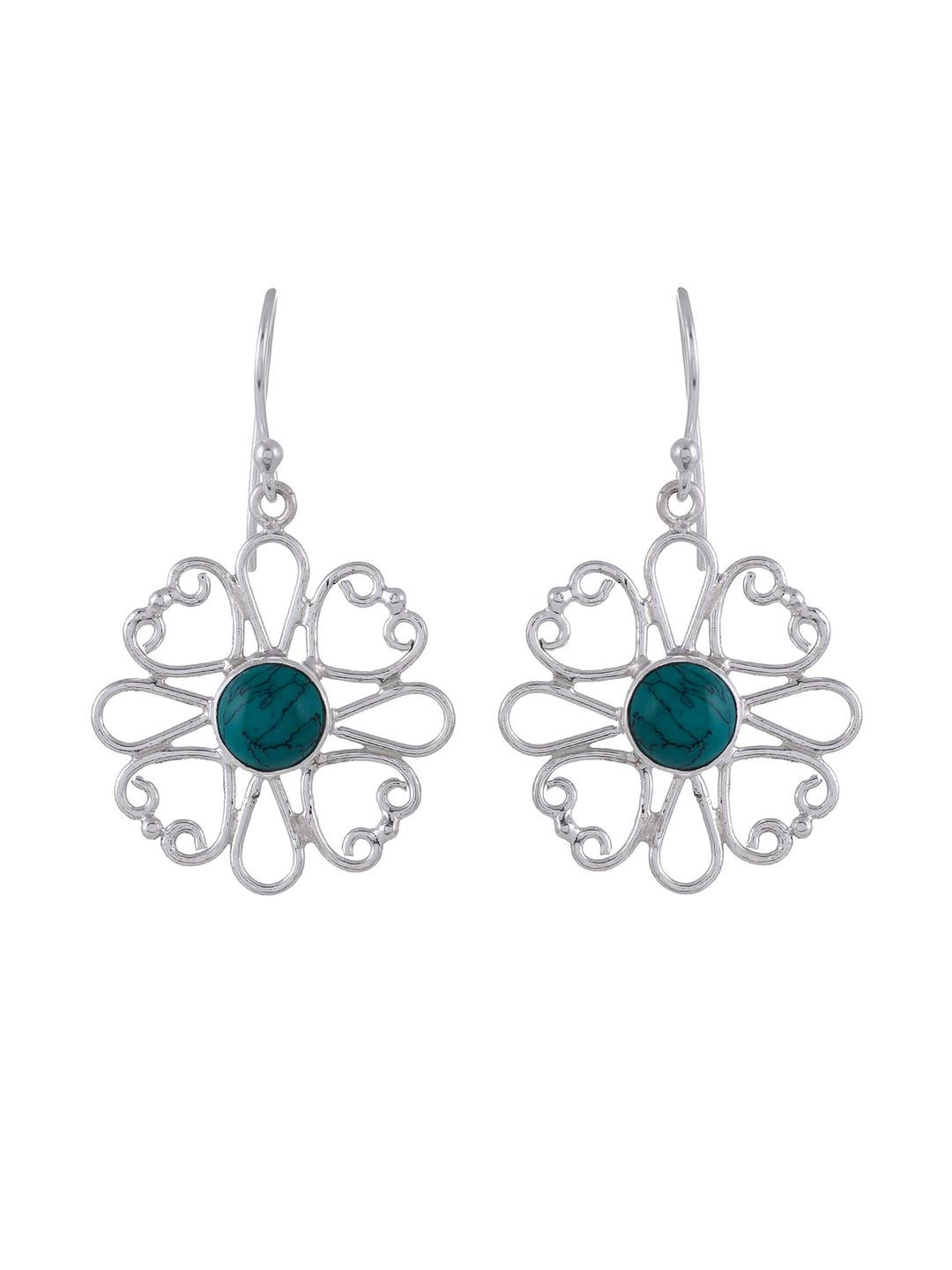 Silver Planets 925-92.5 Sterling Silver Turquoise stone fashion Hanging Earring for Women and Girls