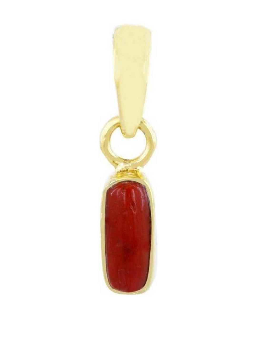 RAVIOUR LIFESTYLE Red Stone Studded Gold Pleated pendant