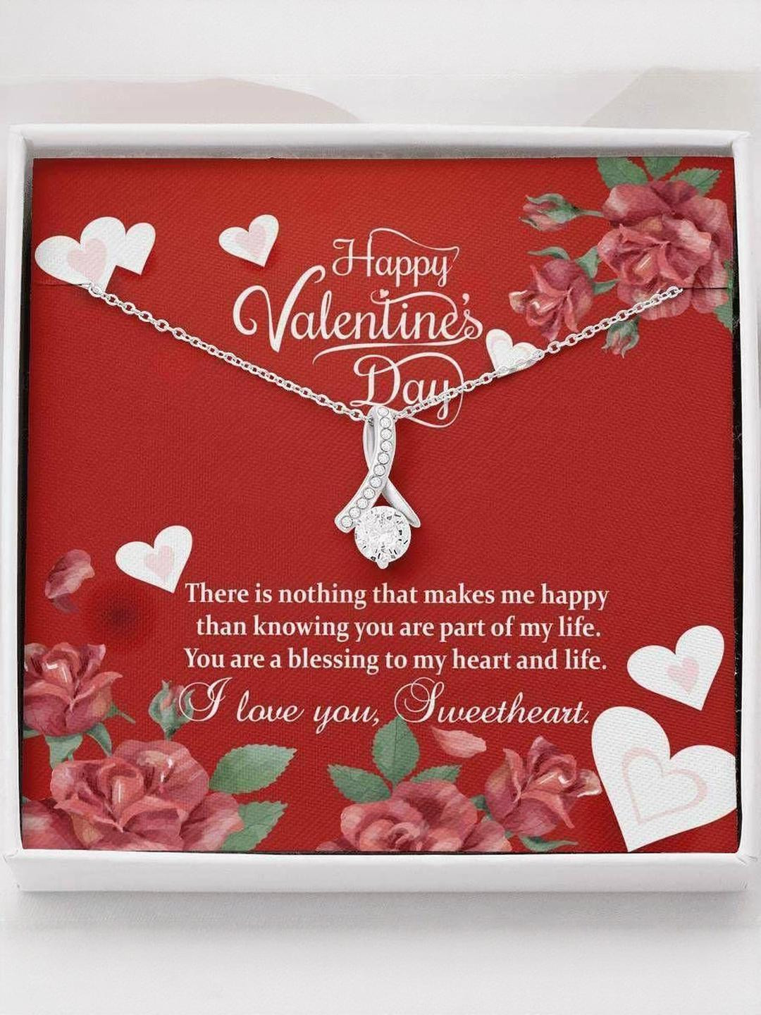 Silver Gift Girlfriend Necklace, Pendant Cubic Zirconia Gift For Her Valentine Gift You Make Me Hap