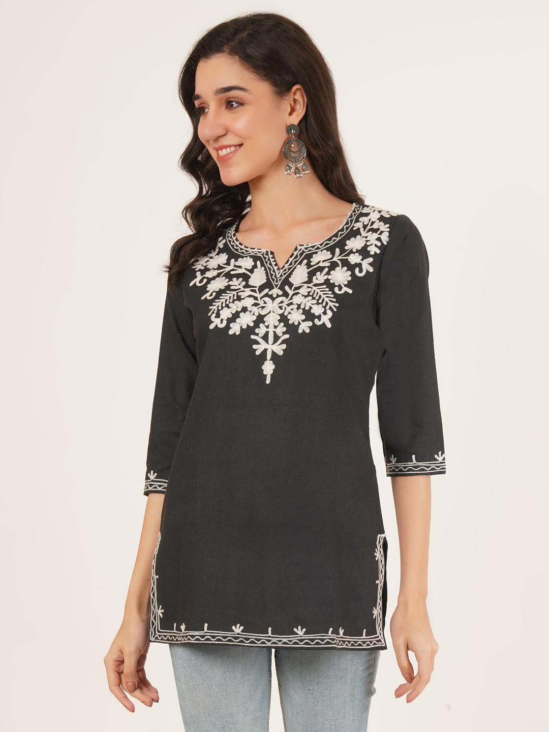 Pure Cotton Embroidered Kashmiri Short Kurta