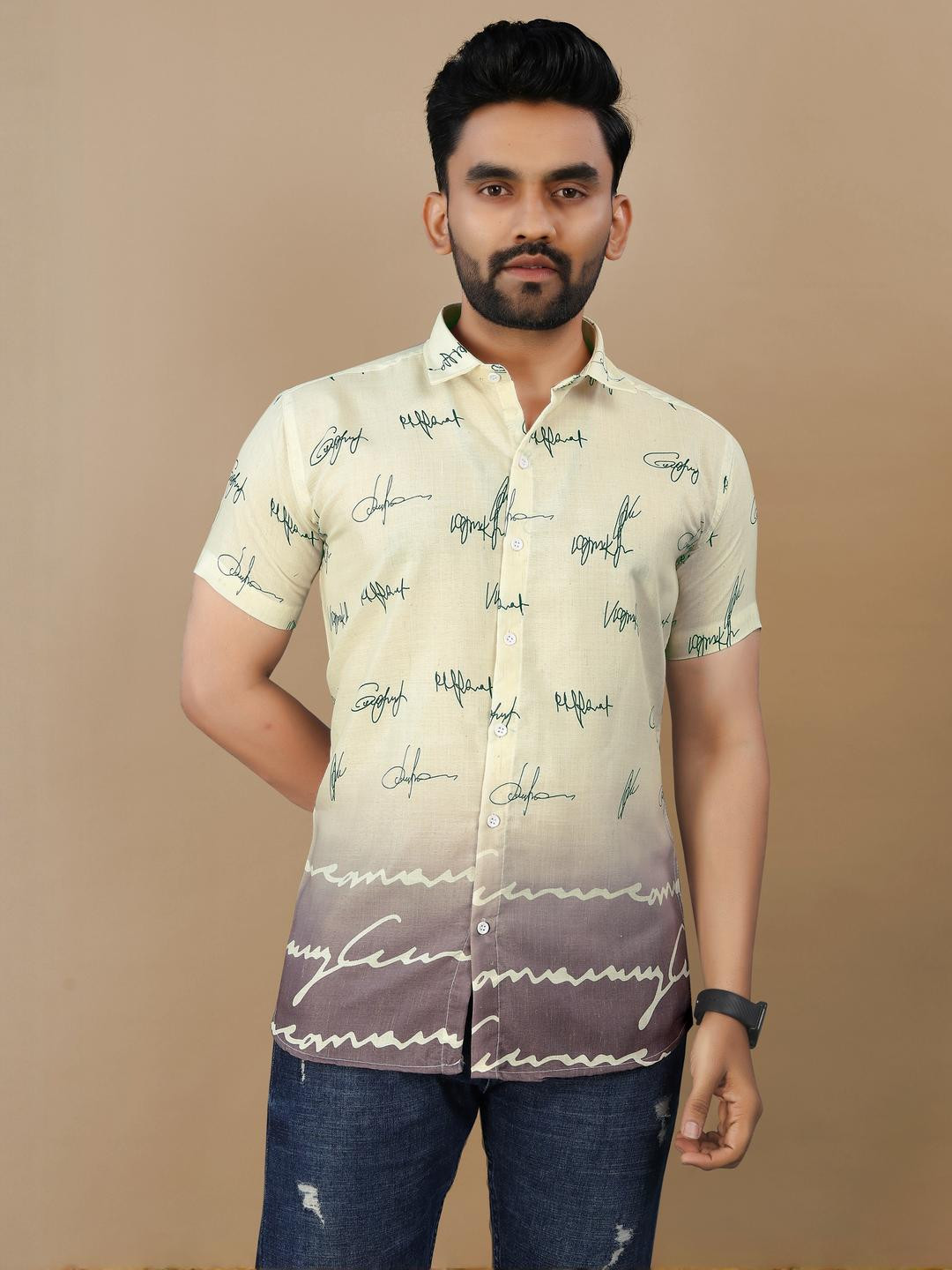 VS MALL Self Design Regular Fit Shirt