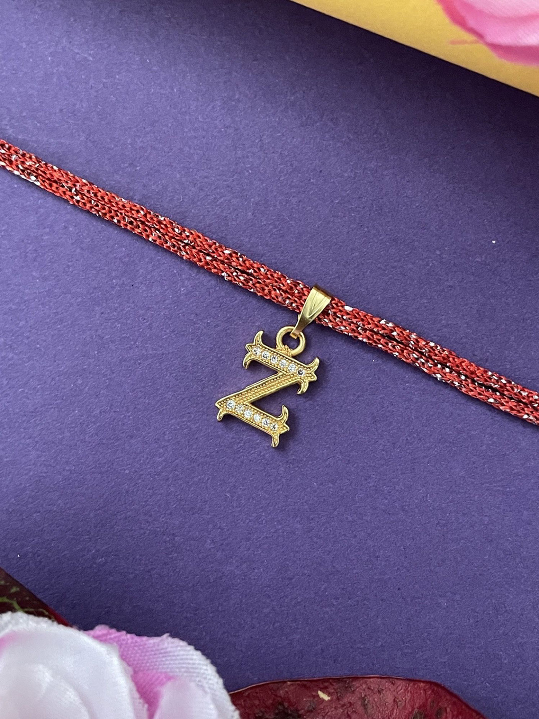 Digital Dress Room Z Letter Initial AD Studded Thread Rakhi