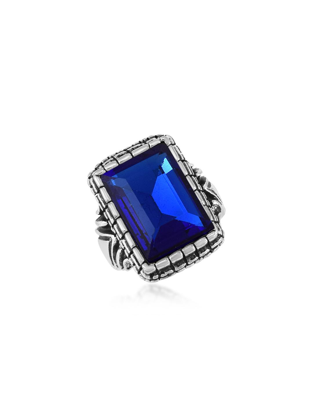 MEMOIR  Blue Silver Plated Ring