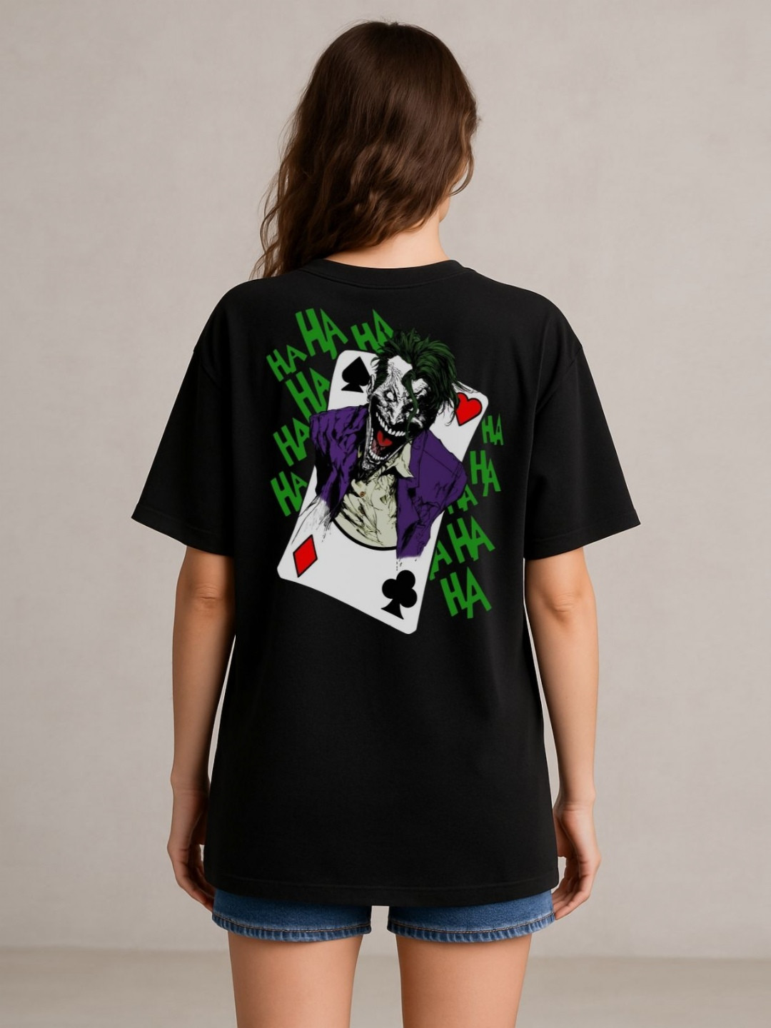 Anikmart Women Joker Dri-FIT Graphic Printed Round Neck Cotton Oversized T-shirt