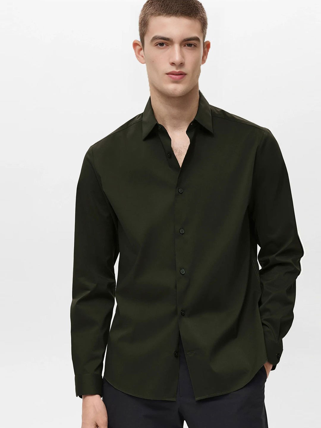 MISCHIEF MONKEY Classic Tailored Fit Spread Collar Cotton Casual Shirt