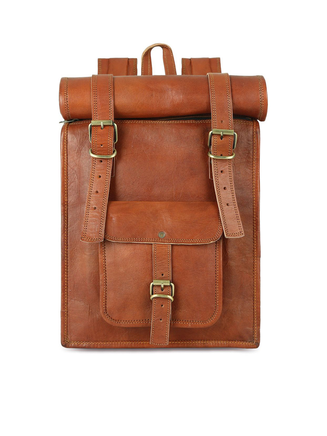 PRANJALS HOUSE Unisex Leather Roll On Backpavk