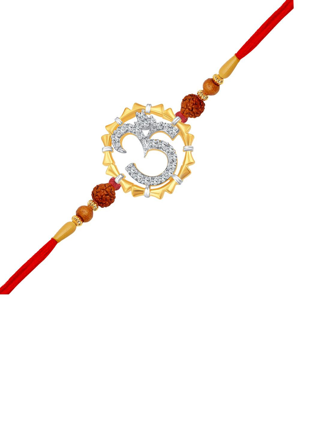 Vivastri's Premium Rudraksha om Rakhi For Brother & Lovely Sister-VIVA1022RKG