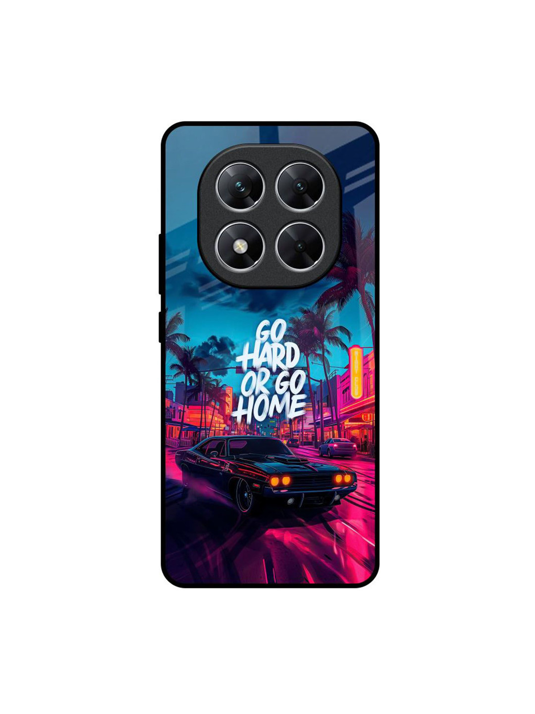 QRIOH Hustle Hard Printed Poco X7 5G Glass Back Case