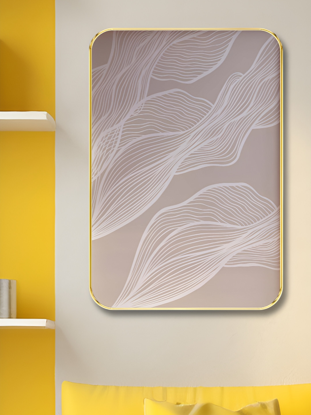 Livin'luxe Mauve & White Minimalist Line Wall Art