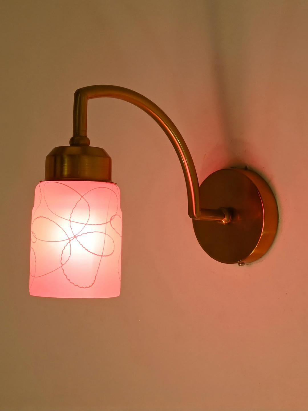 Somil Premium Designer Glass Wall/Night Lamp  Elegant  & Stylish Dcor Accent for Modern Interiors,  Color Pink, White, Size:- 9.5 x 9.5 x 23 CM