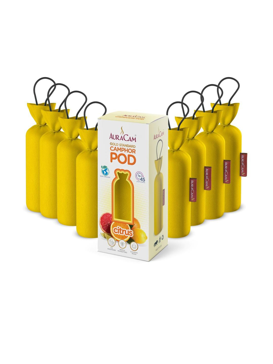 AuraCam Gold Standard Set of 8 Citrus Camphor Air Freshener Cone