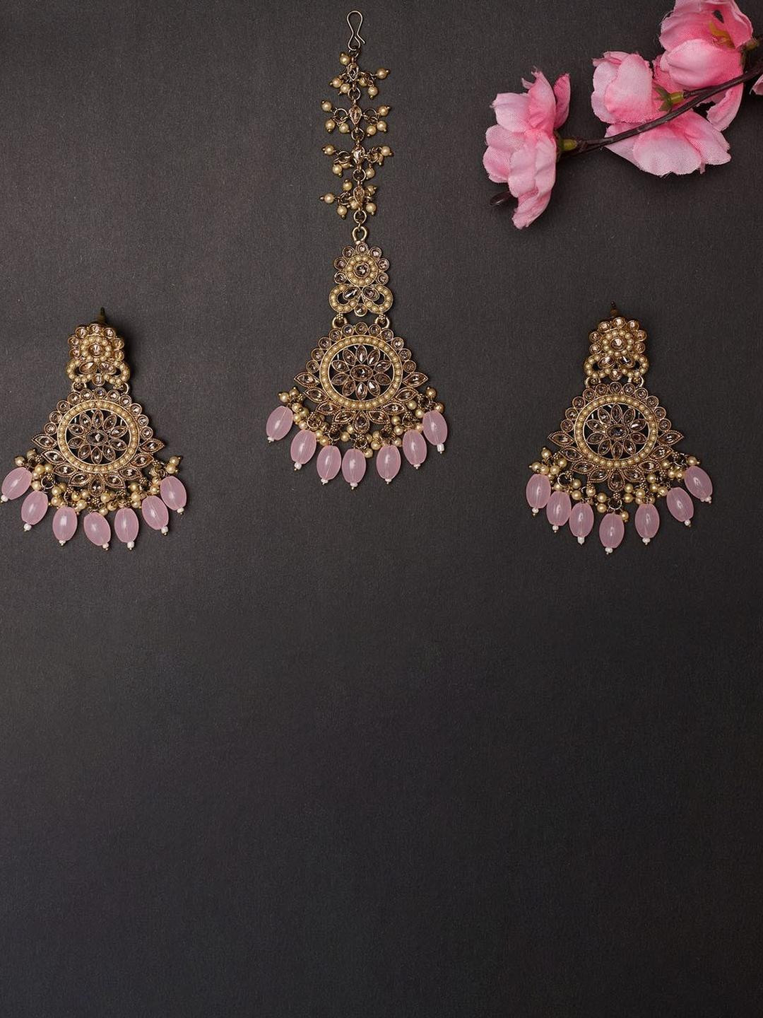 R A Enterprises Pink Alloy Gold-Plated Jewellery Set