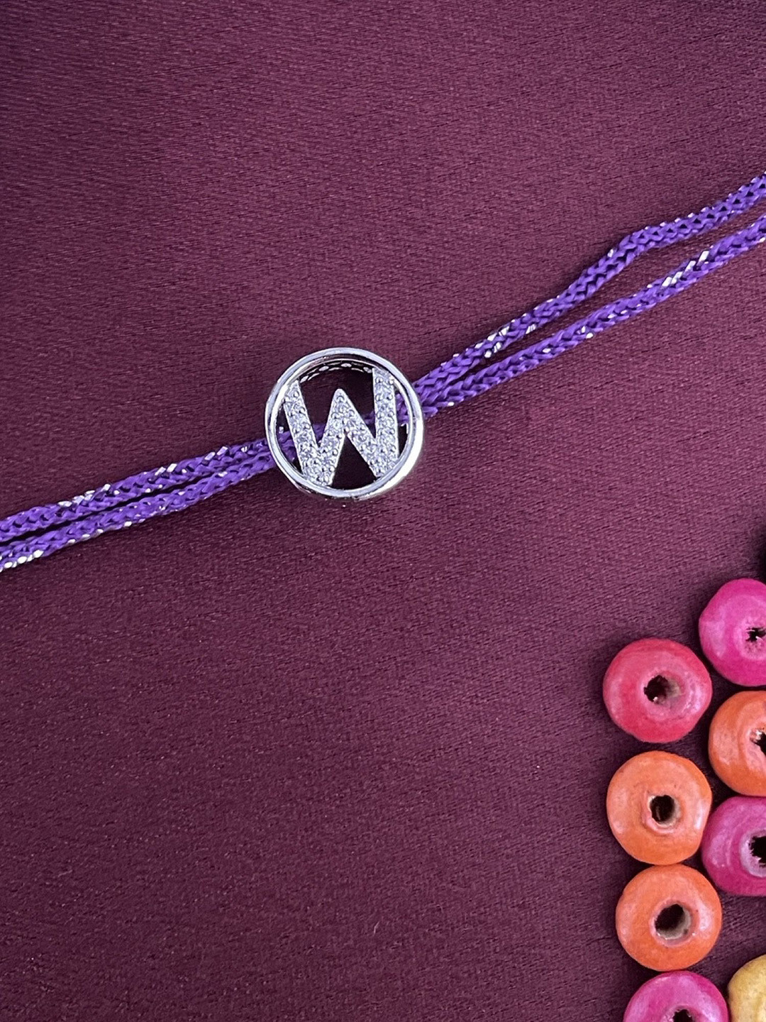 Digital Dress Room American Diamond Studded W Letter Thread Rakhi