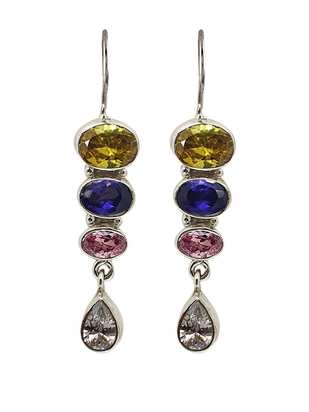 Silver Planets Girl 92.5 Sterling Silver Multi Stone Earring 18