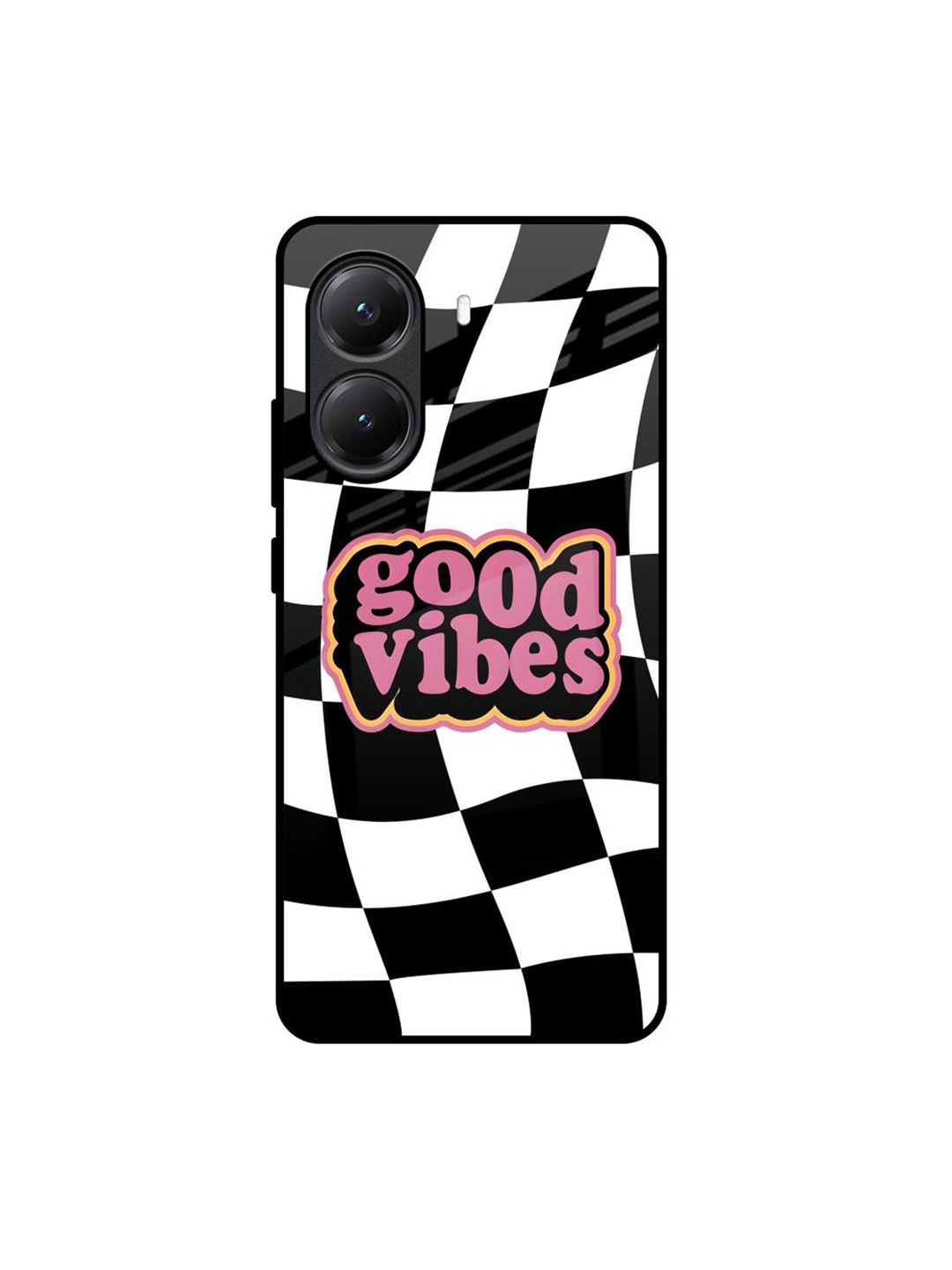 QRIOH  Good Vibes  Quirky Printed Poco X7 Pro 5G  Glass  Back Case Mobile Accessories