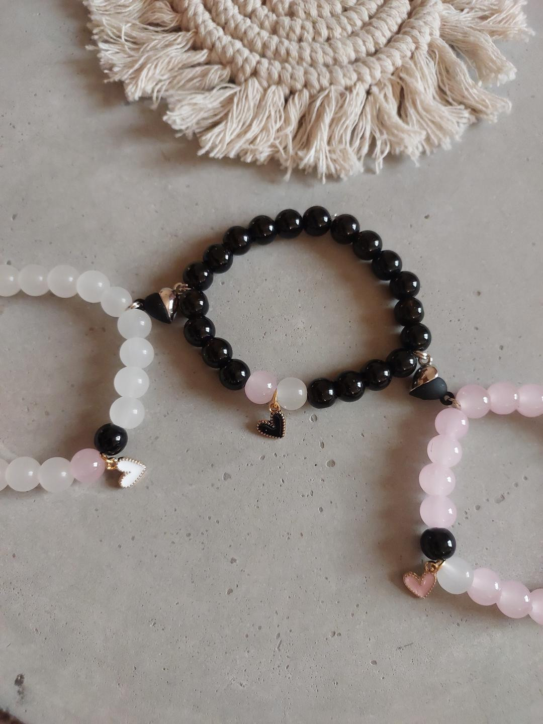 Rodya Pink 3 Brass Artificial Beads Bracelet