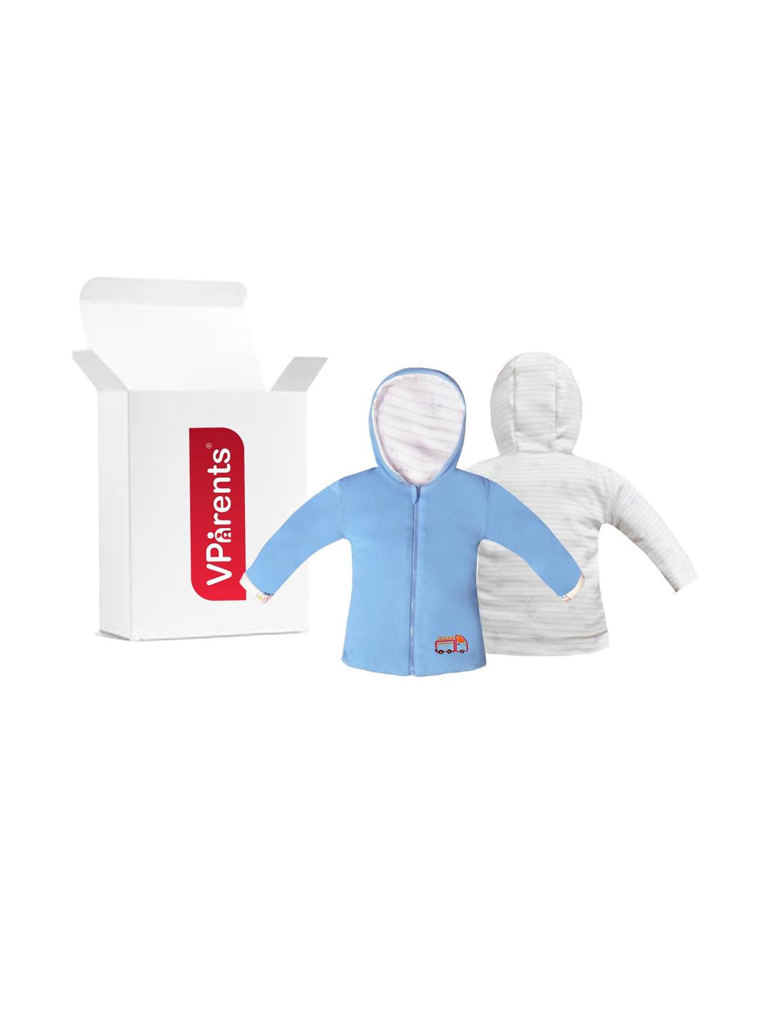 VParents Kids Blue Hooded Open Front Jacket