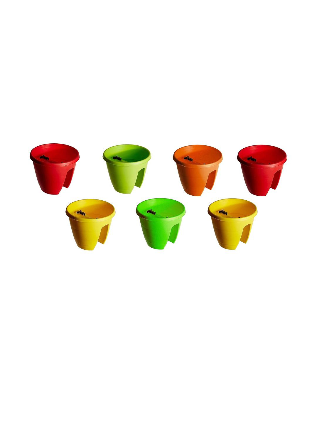 Go Hooked Set of 7 Flower Railing Pots and Planter 12 Inch