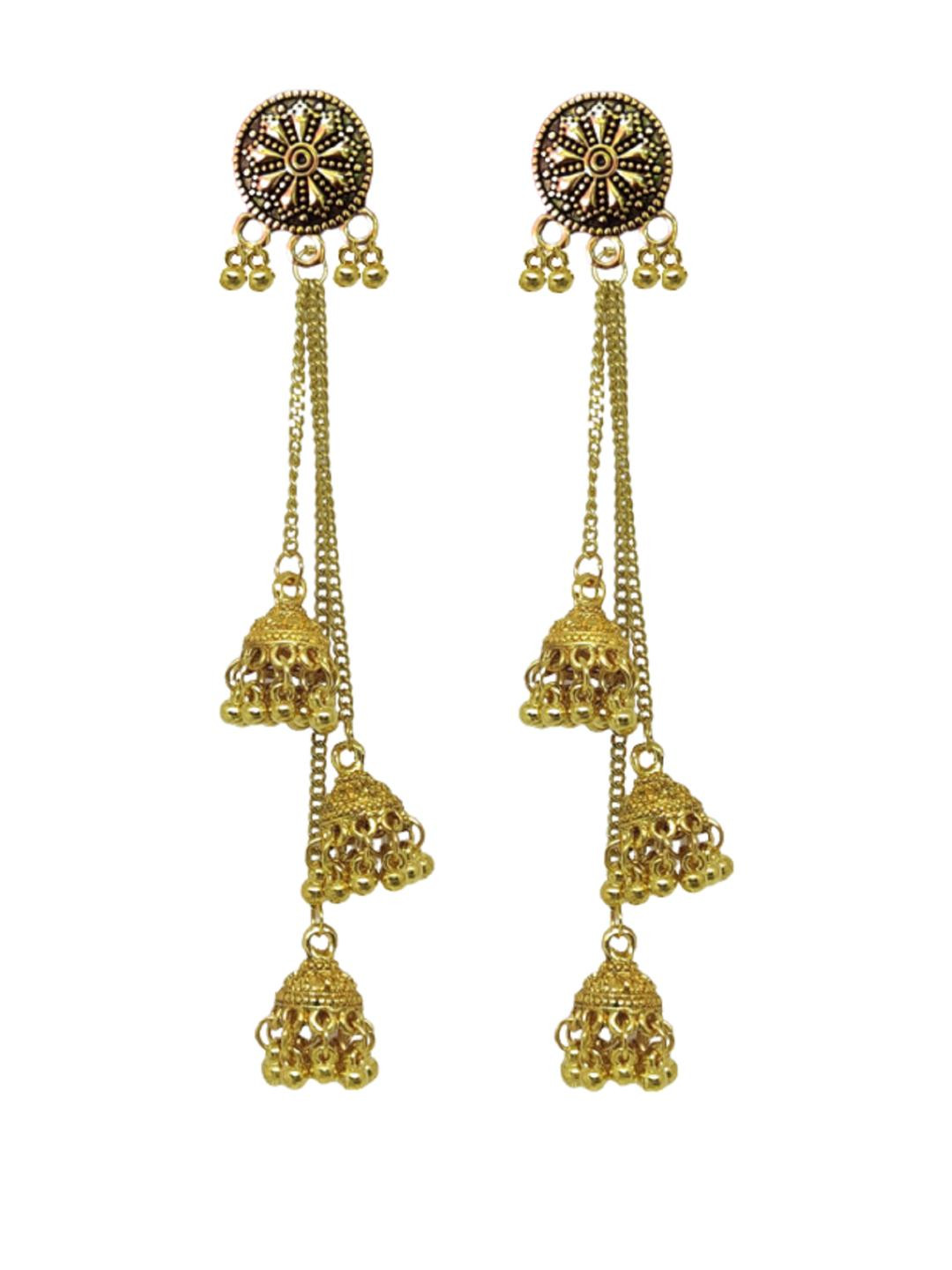 Weariton Women Golden Long Jhumka Earrings