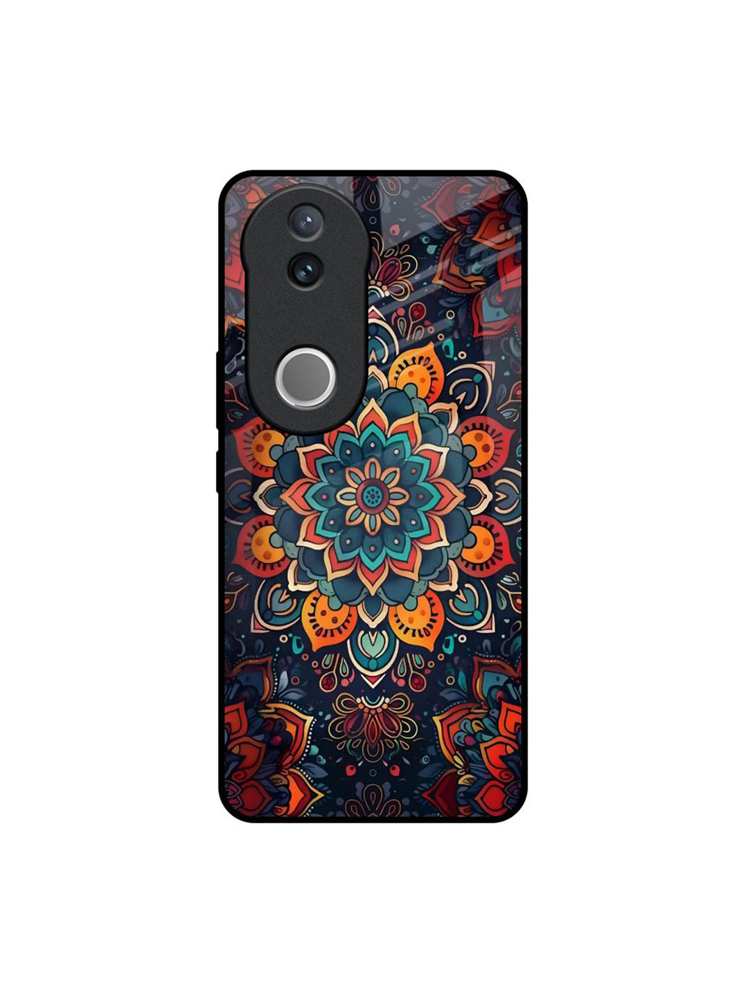 QRIOH Boho Orbit Printed Vivo V50 5G Glass Back Case Mobile Accessories