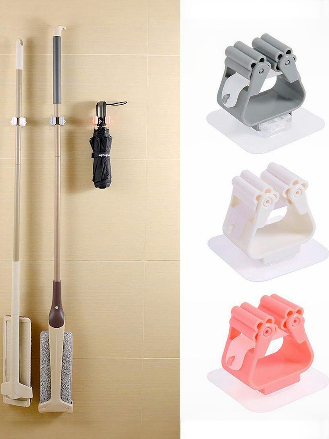 4square Self Adhesive Wall Mounted Strip Mop Holder