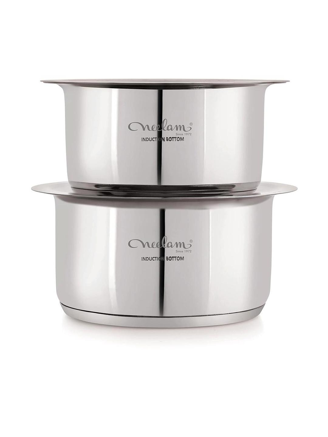 Neelam Stainless Steel Induction Bottom Tope Cookware Set of 2 Pcs with Lid