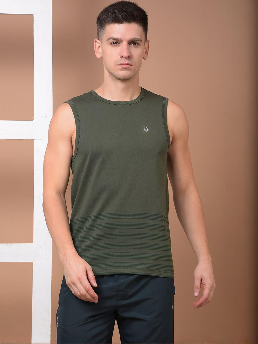 Dollar Cotton Round Neck Tank Vest AMTT-106-PO1-CMLVY