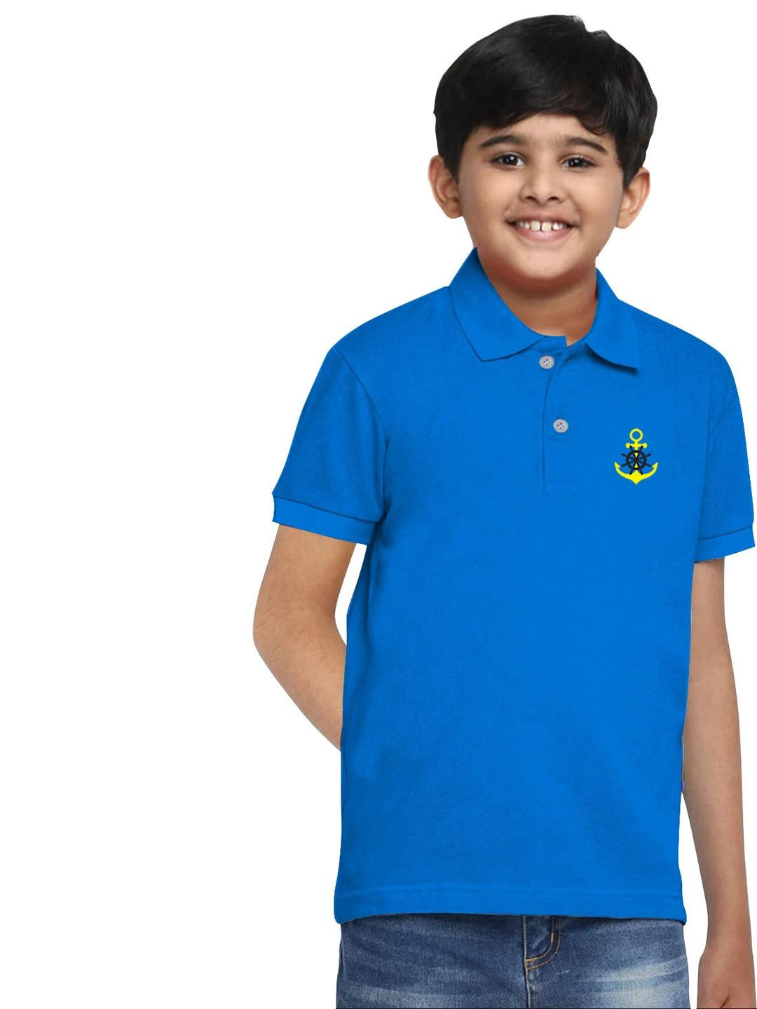 TB BLUE Boys Polo Collar Slim Fit T-shirt