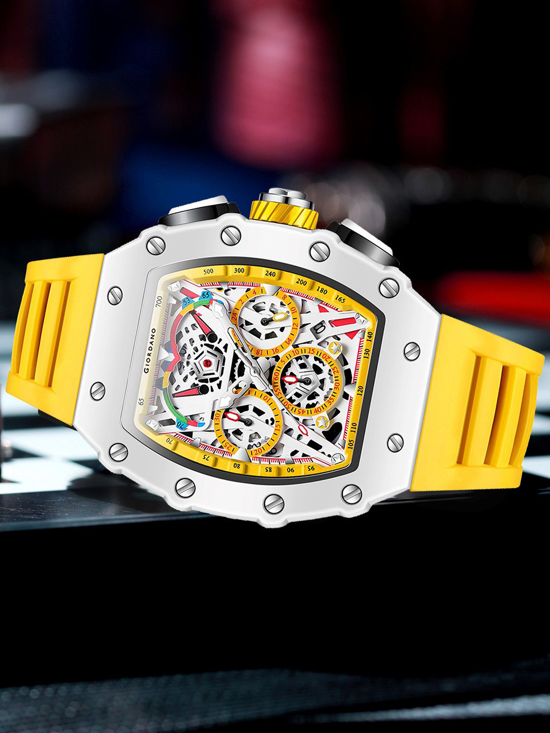 GIORDANO Men Patterned Dial & Bracelet Style Straps Digital Watch GZ-50144-01