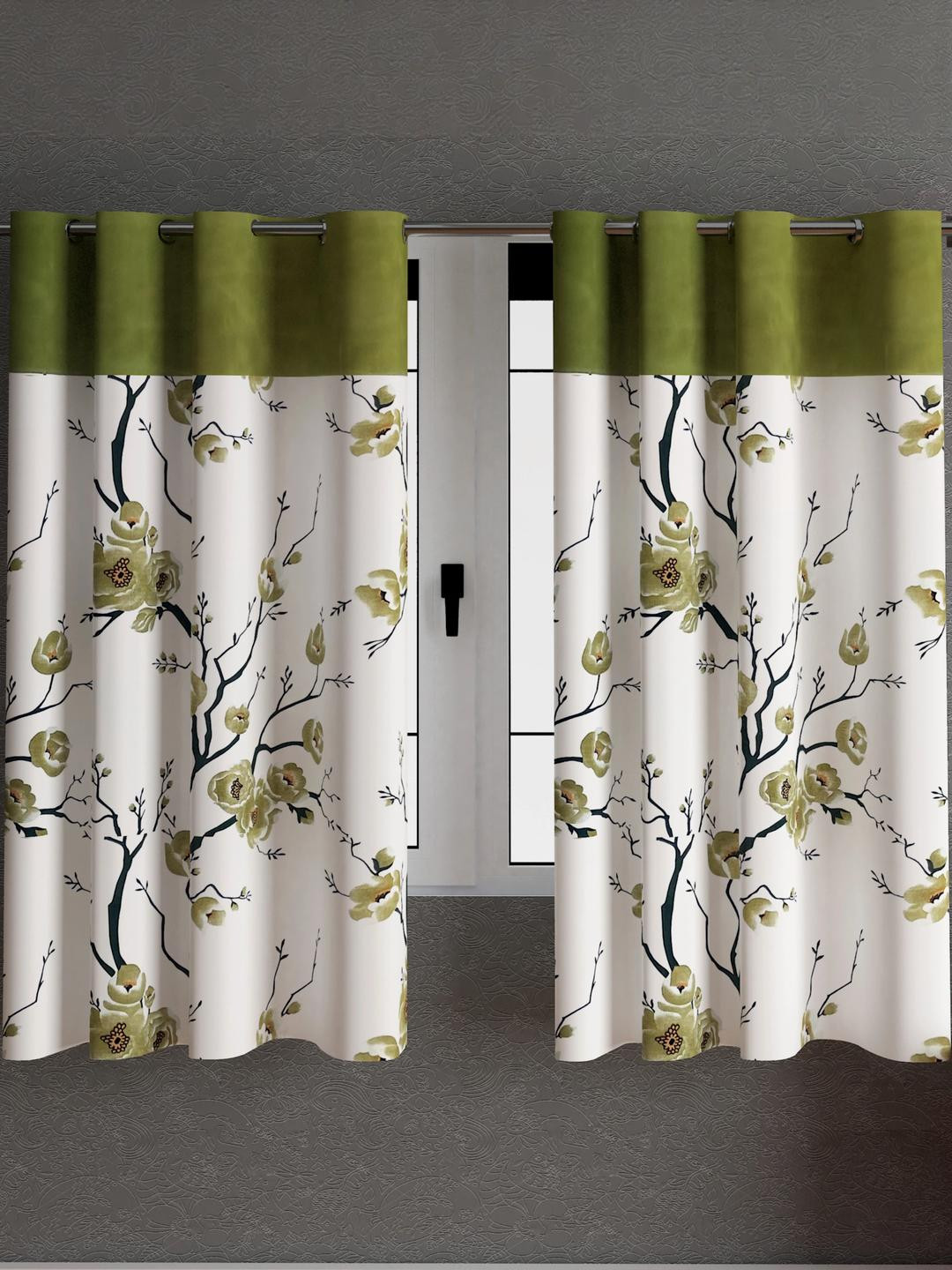 Lunar Days Unisex Set Of 1 Green Ripple Fold Regular Window Curtain