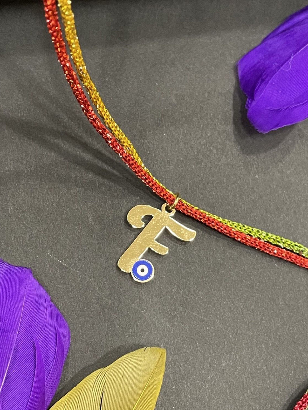 Digital Dress Room F Letter Evil Eye Thread Rakhi