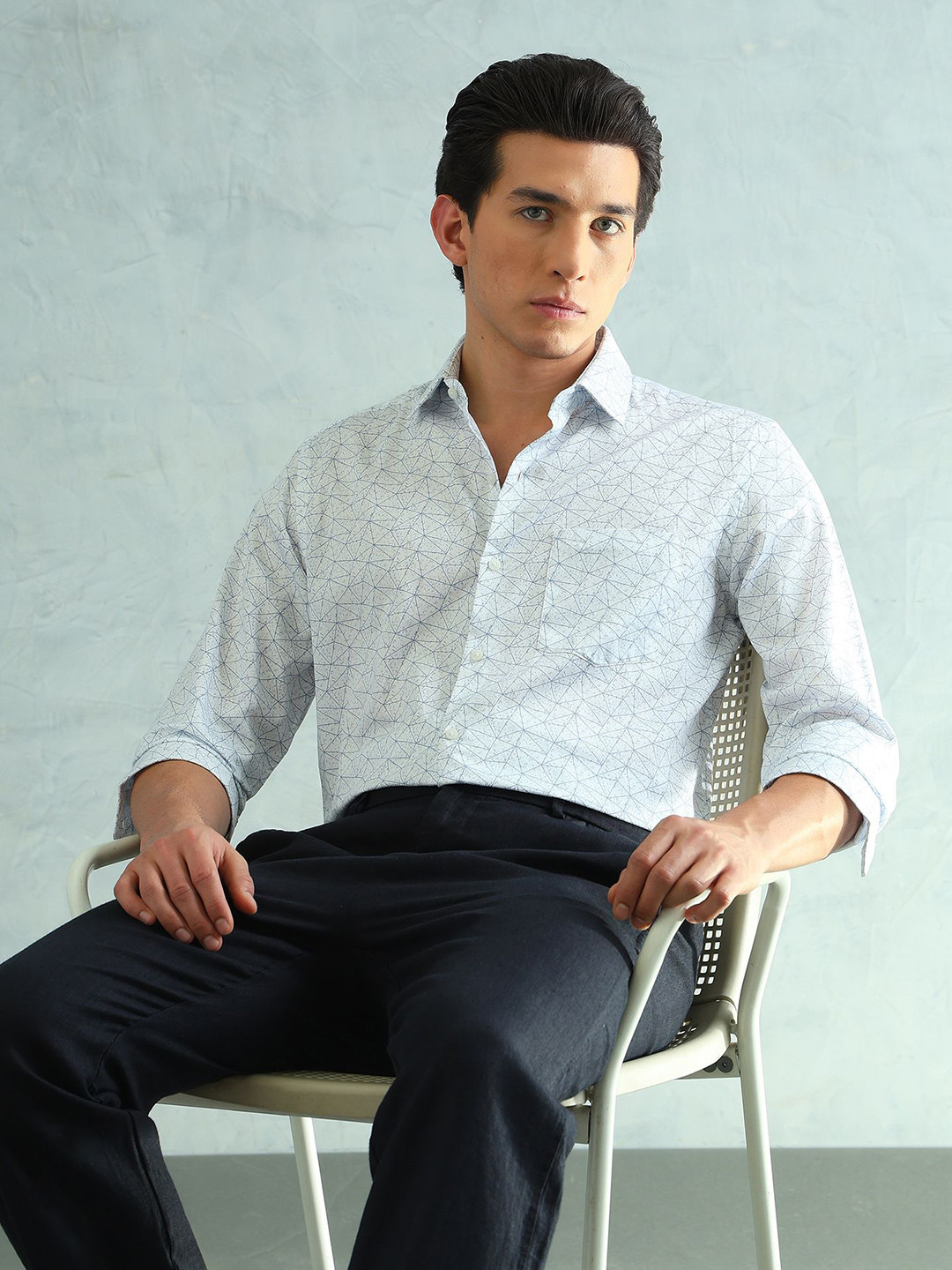Arrow Printed Classic Spread Collar Pure Cotton Formal Shirt