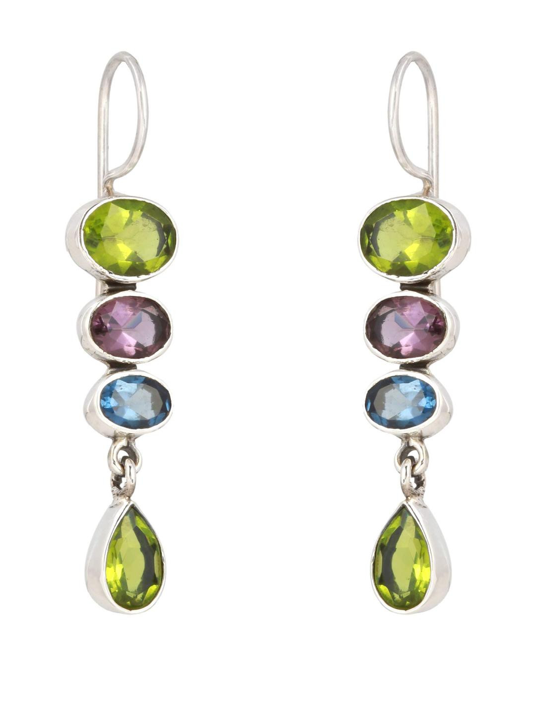 Silver Planets Girl 92.5 Sterling Silver Multi Stone Earring 21