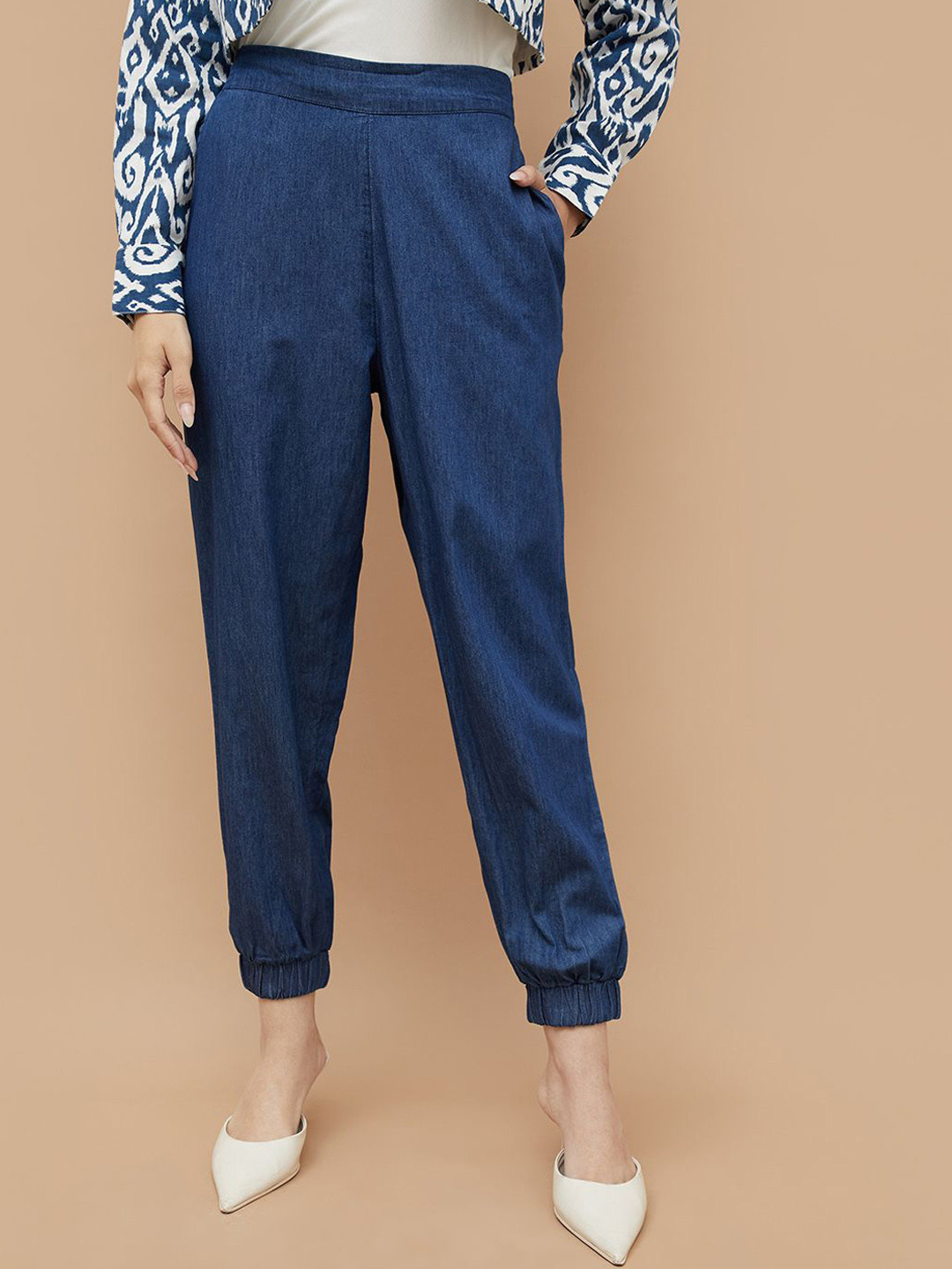 Colour Me by Melange Women Slim Fit High-Rise Pure Cotton Joggers