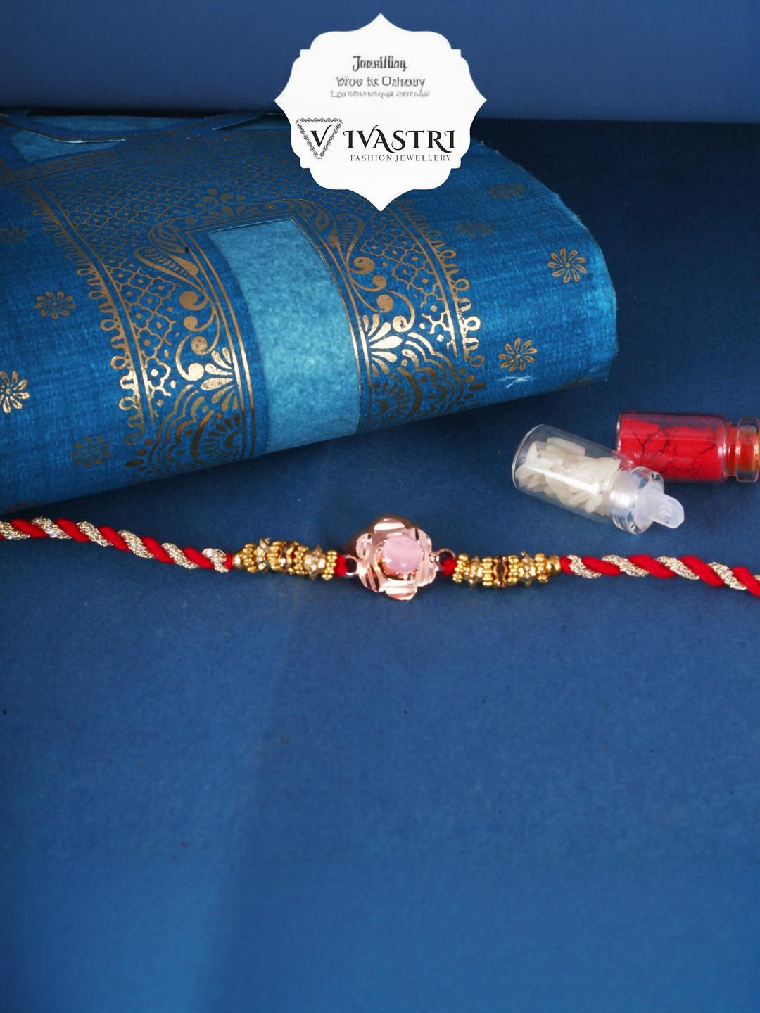 Vivastri antique Gold and Rhodium Plated Alloy Rakhi for Lovely Brother [VIVA1198RKG]