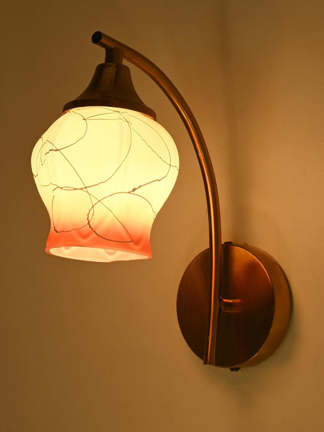 Somil Premium Designer Glass Wall/Night Lamp  Elegant  & Stylish Dcor Accent for Modern Interiors,  Color Orange, White, Size:- 10 x 10 x 28.5 CM