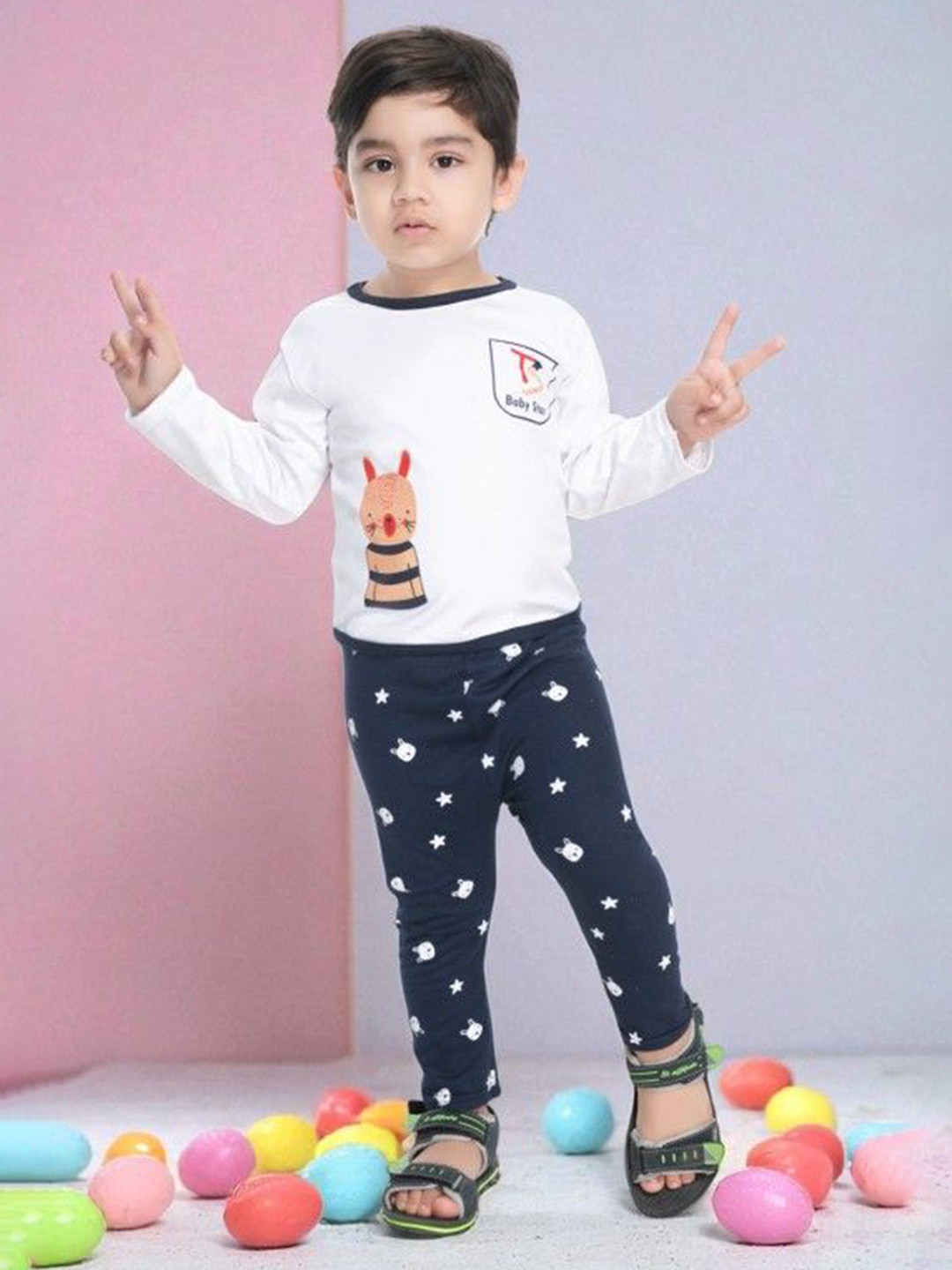 NEW GEN Boys Printed Long Sleeves T-shirt With Trousers
