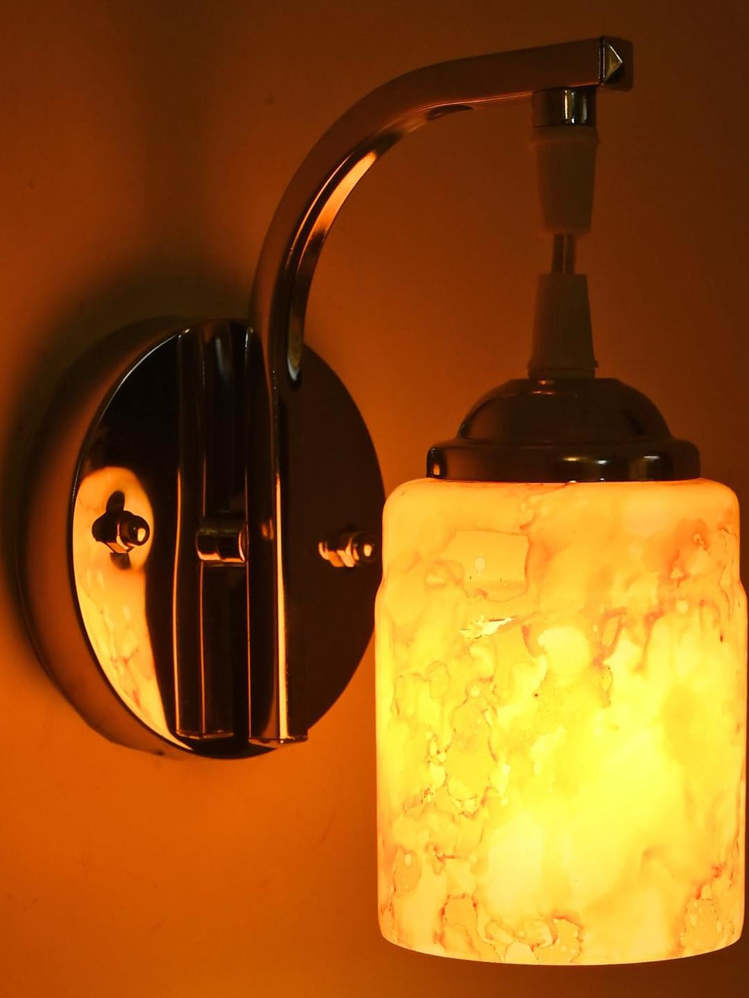 Somil Silver Plated Yellow Glass Elegant & Stylish Decor Modern Interiors Wall Lamps