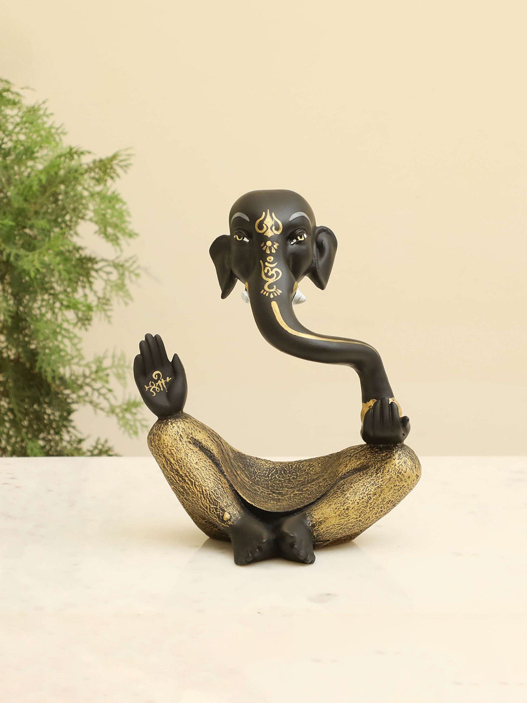 vedas S-Pitambara Black & Gold-Toned Ganesha Religious Idol Showpiece