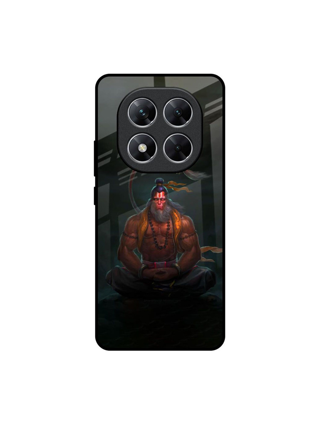 QRIOH Lord Hanuman Animated Printed Poco X7 5G Glass Back Case Mobile Accessories